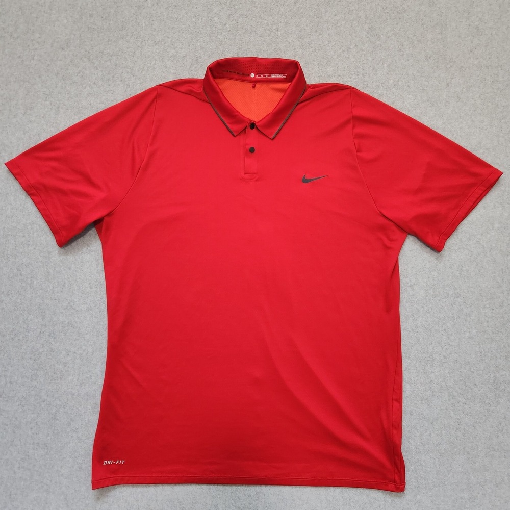 Tiger Woods Polo Shirt XL‎ Red Nike Velocity Max Golf Active Stretch Performance